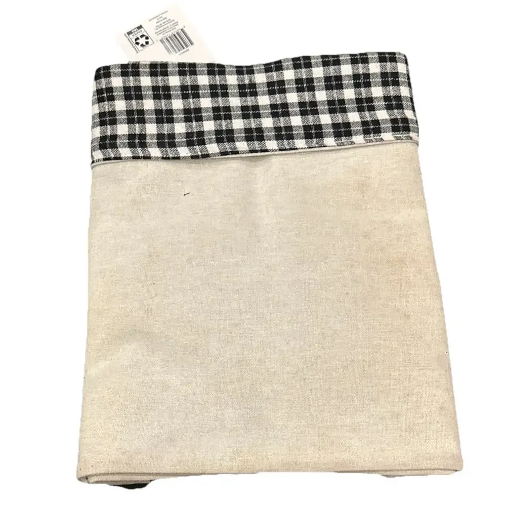 Merry Pine Tree Christmas Tree Skirt Black and White Canvas Storage Display